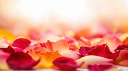 Wall Mural - Vibrant Multicolored Rose Petals Background with Soft Bokeh Light