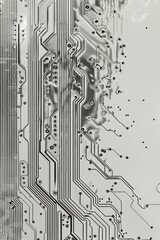 Poster - Black and white abstract circuit design, showcasing modern technology, digital networks, and minimalist electronic patterns in a futuristic style.