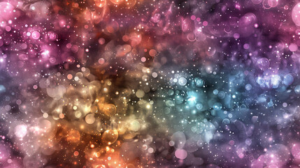 Mesmerizing pattern of colorful bokeh lights and stars in an abstract galaxy background