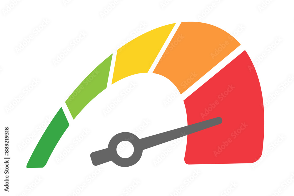 Risk meter. Risk concept on speedometer. Risk gauge meter sign. Scale ...
