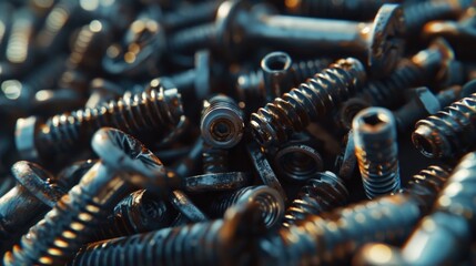 Poster - A pile of screws stacked on top of each other