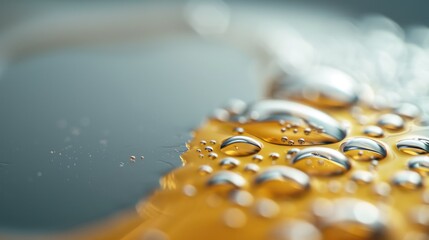 Poster - Close-up image of water droplets on the surface of a leaf, with intricate details and textures