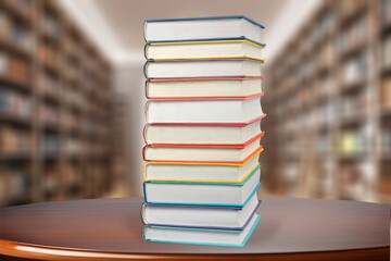 Wall Mural - stack of reading books at library background