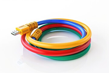 Poster - A close-up view of a cable connected to a device, useful for technology and electronics-related content