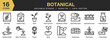 © spacepixel - Set of 16 Botanical icon set. Editable Stroke Icon Collection. Includes flower, plant roots, plant seeds, fertillizer bag, plant growth, and More. Outline icons vector collection.