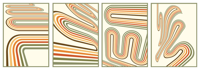 Poster - retro vintage 70s style stripes background poster lines. shapes vector design graphic 1970s retro ba