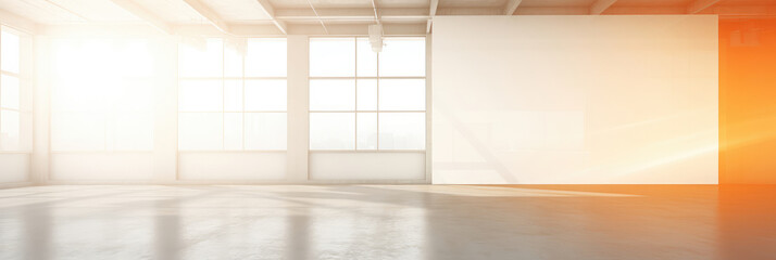 Wall Mural - Bright Sunlit Empty Warehouse Interior Space