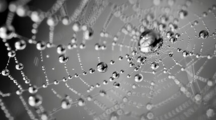 Aufkleber - Close-up of raindrops on a spider's web, highlighting the intricate patterns and water tension.