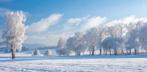 Poster - Frosty Trees on a Serene Snowy Winter Morning