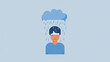 © NooPaew - Minimalist icon of a person with a cloud and rain above their head, representing stress and sadness
