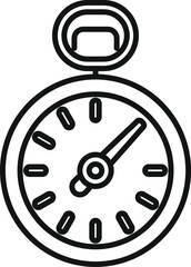 Poster - simple, clear line art icon of a round pocket watch with its hands moving, indicating the passage of