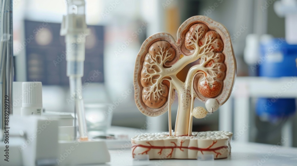Human kidney model displayed in a laboratory setting, highlighting ...