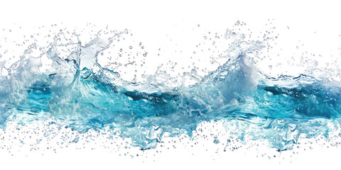 Wall Mural - blue fresh water wave splashing isolated on white or transparent png