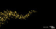 © Nanotrillion - Gold confetti glittering wave. Golden sparkling on black background. Shiny wavy crumbs, golden texture. Glitter. Vector.