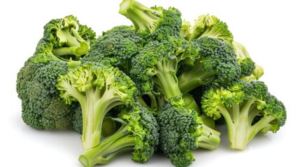 Close up of fresh broccoli on white background