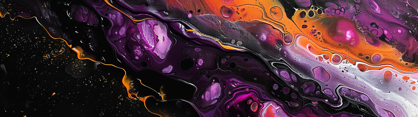 Wall Mural - Abstract Swirling Purple, Orange, And Black Paint