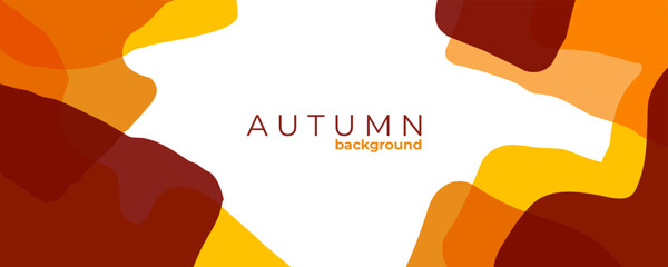 Poster - Autumn theme abstract background with various curved bright colored shapes for Fall season creative graphic design. Vector illustration.	