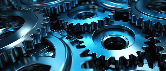 Interlocking Blue Metallic Gears