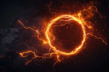 Poster - A fiery ring with lightning bolts emerging from it