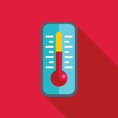 Poster - Thermometer measuring high temperature with mercury rising on graduated scale