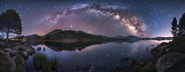 Wall Mural - The Milky Way And The Comet Neowise In A Panoramic View