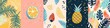 © Bundi - A set of summer social media post templates for you to share your content. Promotional content. Tropical leaves, shapes, and textures are combined in a colorful abstract modern background for