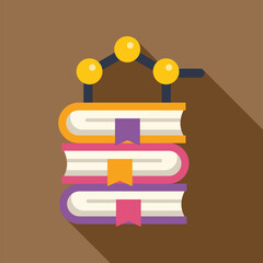 Poster - Molecular model is hanging above a stack of books for science class, representing the intersection of chemistry and literature