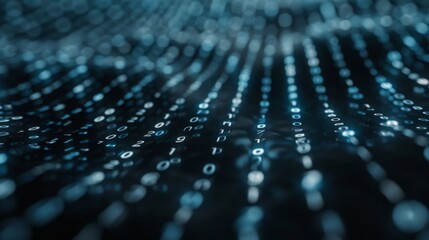 Poster - A close-up image of glowing blue binary code flowing across a dark background. The numbers create a sense of motion and digital energy.