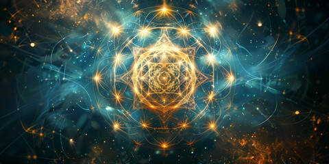 Poster - Abstract sacred geometry symbols. Energy with divine inspiration. Sacred geometry background	