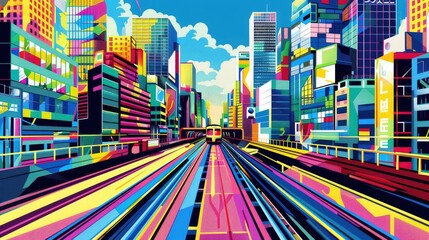 Poster - Vibrant Urban Train Journey