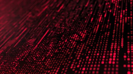 Poster - Red binary code streaming down a black background.