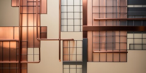 Canvas Print - Copper and glass grid textures with geometric patterns