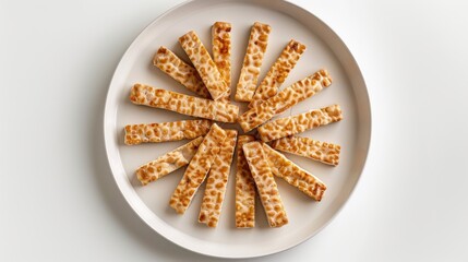 Wall Mural - A plate of crackers with a white background