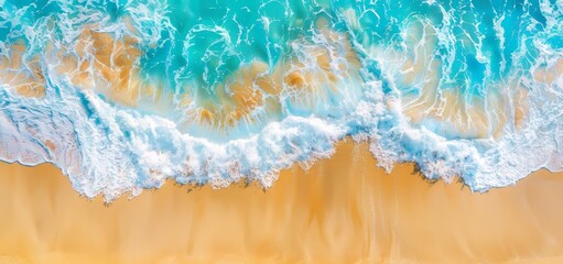 Canvas Print - Coastal panorama from atop. Turquoise water background from atop. Summer seascape from atop. Nusa Penida island, Indonesia.