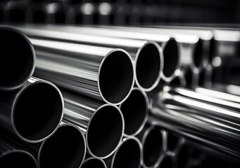 Poster - Industrial Stack of Metallic Pipes