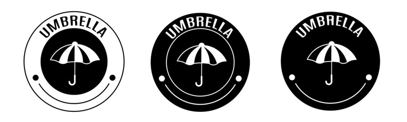 Wall Mural - Black and white illustration of umbrella icon in flat. Stock vector.