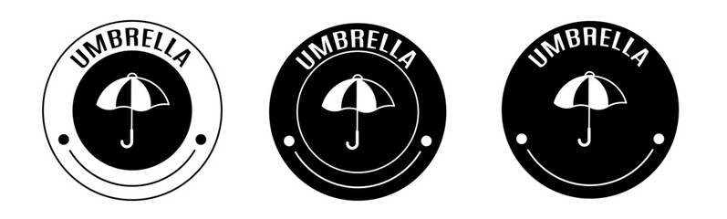 Wall Mural - Black and white illustration of umbrella icon in flat. Stock vector.