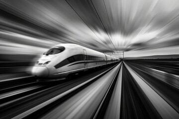 Poster - A classic bullet train captured in monochrome