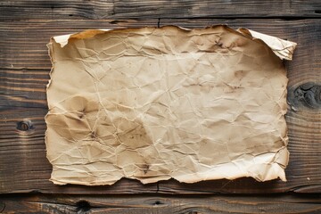 Paper On Wood. Blank Sheet on Wooden Table with Copy Space for Business Letter