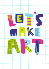 Wall Mural - doodle text print for kids. cute vector poster with scribble colorful lettering 