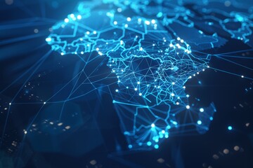 Aufkleber - Glowing Blue Digital World Map of Africa