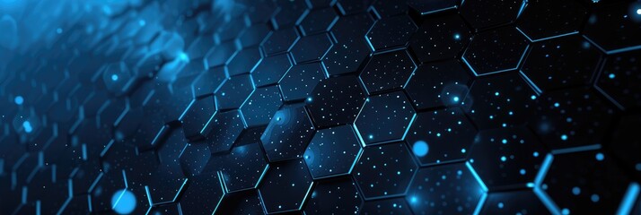 Wall Mural - Futuristic Blue Hexagonal Technology Network