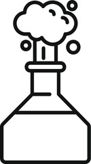 Poster - Line drawing of a chemical reaction happening inside a laboratory flask with smoke coming out
