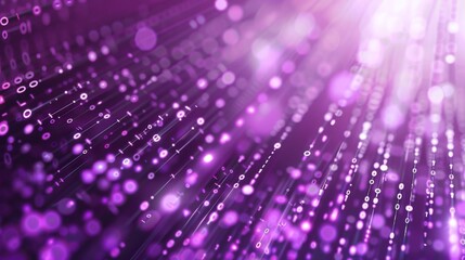 Poster - Abstract digital rain with purple and white glowing particles falling against a deep purple backdrop.