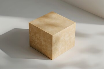 Poster - A small wooden box sitting on a white surface, ideal for use as a decorative item or prop