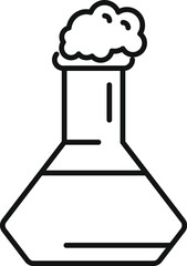 Canvas Print - Line drawing of a chemical reaction creating foam in an erlenmeyer flask