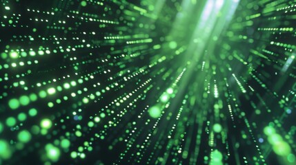 Aufkleber - Abstract background with green light streaks and small white dots, radiating outward from a central point.