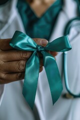 Aufkleber - A person dressed in a white lab coat and a green tie, likely working in a scientific or medical field