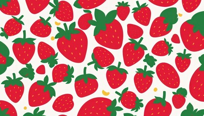 Wall Mural - seamless pattern with strawberries