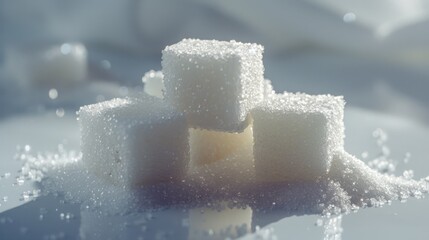 Poster - A photo of sugar cubes arranged on a table surface